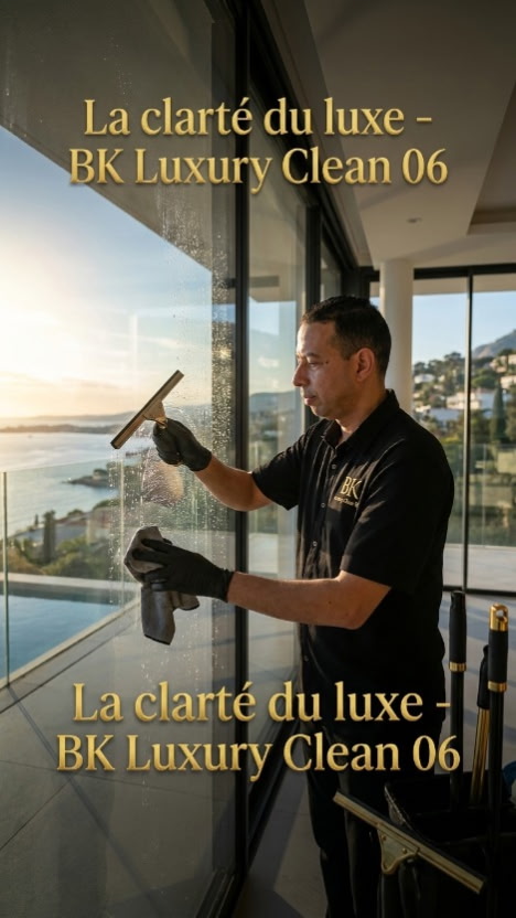 Nettoyage de vitres avec vue panoramique sur la Côte d'Azur
