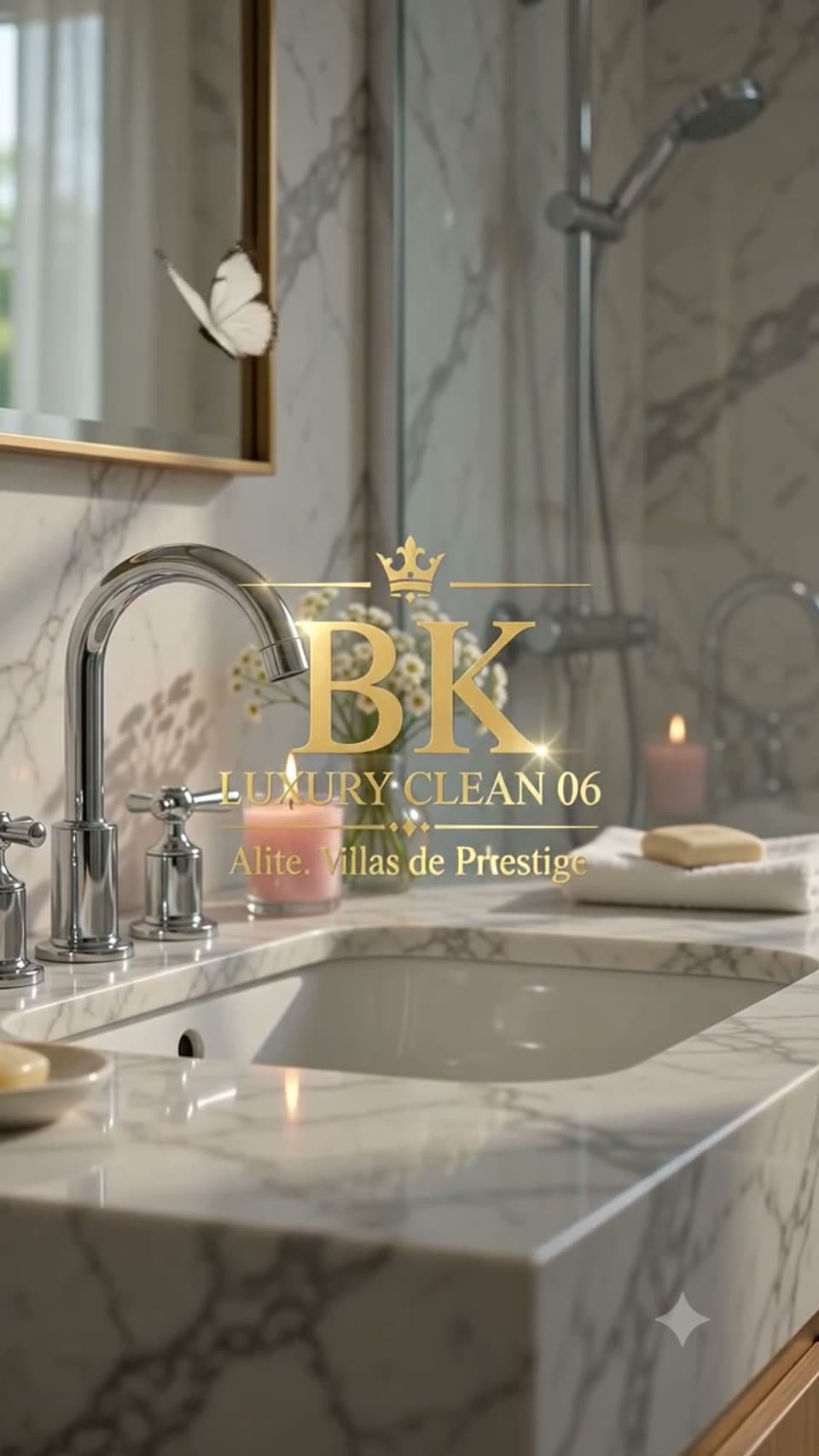 Salle de bain en marbre d'une villa de prestige, entretien BK Luxury Clean 06