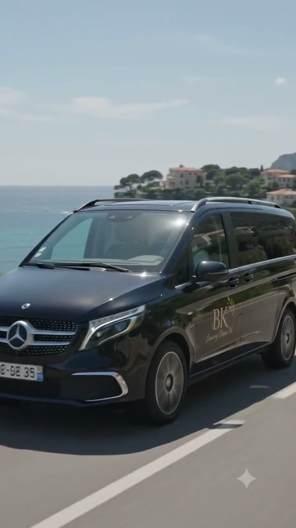 Véhicule de service BK Luxury Clean 06 sur la route du littoral